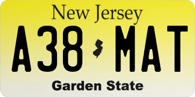NJ license plate A38MAT