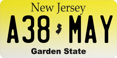 NJ license plate A38MAY