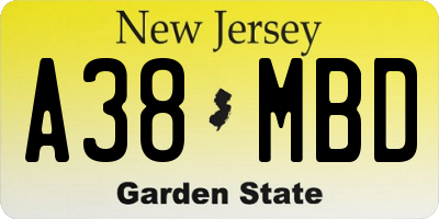 NJ license plate A38MBD