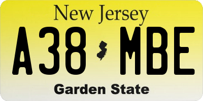 NJ license plate A38MBE