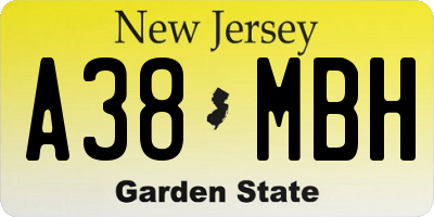 NJ license plate A38MBH