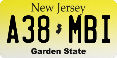 NJ license plate A38MBI