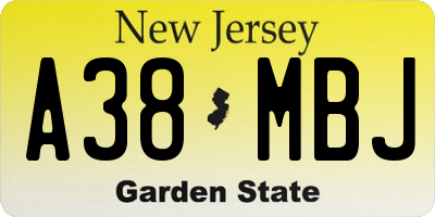 NJ license plate A38MBJ