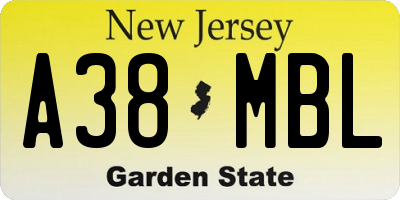 NJ license plate A38MBL