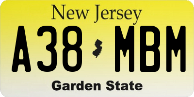 NJ license plate A38MBM