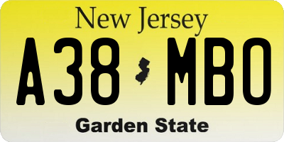 NJ license plate A38MBO