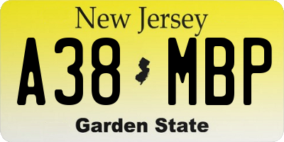 NJ license plate A38MBP