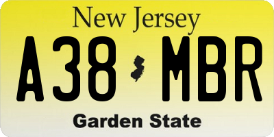 NJ license plate A38MBR