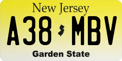 NJ license plate A38MBV