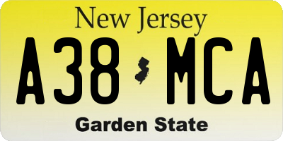 NJ license plate A38MCA