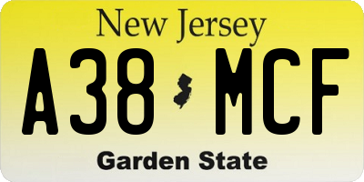 NJ license plate A38MCF