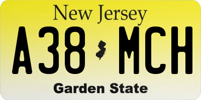 NJ license plate A38MCH