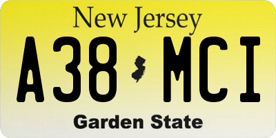NJ license plate A38MCI
