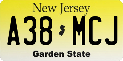NJ license plate A38MCJ