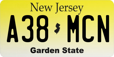 NJ license plate A38MCN