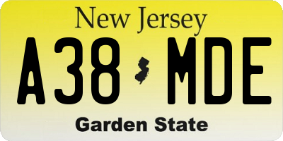 NJ license plate A38MDE