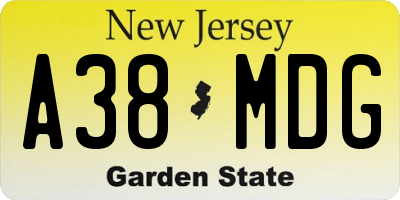 NJ license plate A38MDG