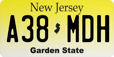 NJ license plate A38MDH