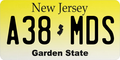 NJ license plate A38MDS