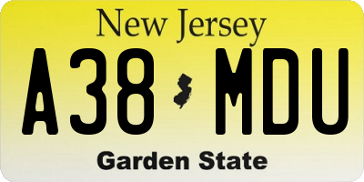 NJ license plate A38MDU