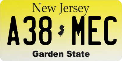 NJ license plate A38MEC