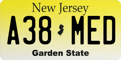 NJ license plate A38MED