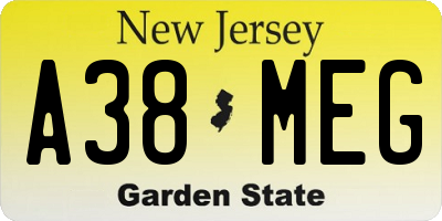 NJ license plate A38MEG