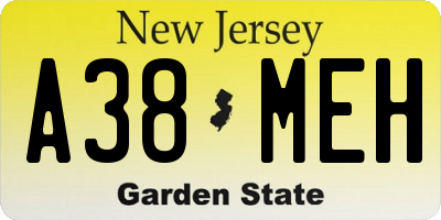 NJ license plate A38MEH