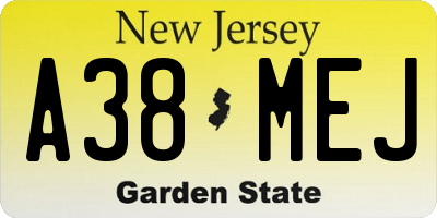 NJ license plate A38MEJ