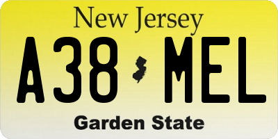 NJ license plate A38MEL
