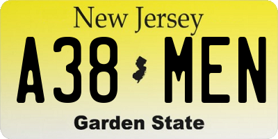 NJ license plate A38MEN
