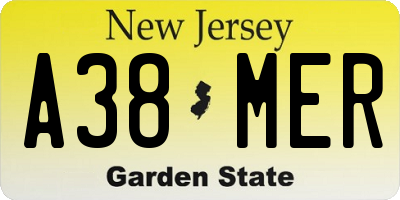 NJ license plate A38MER
