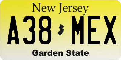 NJ license plate A38MEX