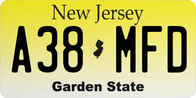 NJ license plate A38MFD