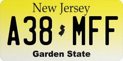 NJ license plate A38MFF