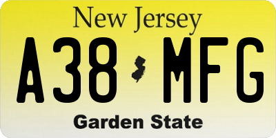 NJ license plate A38MFG