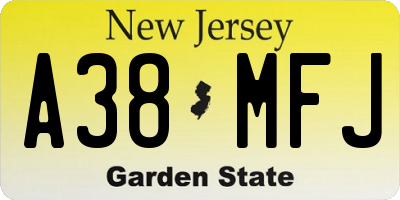 NJ license plate A38MFJ