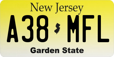 NJ license plate A38MFL