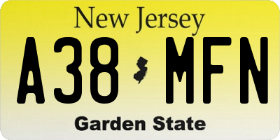 NJ license plate A38MFN