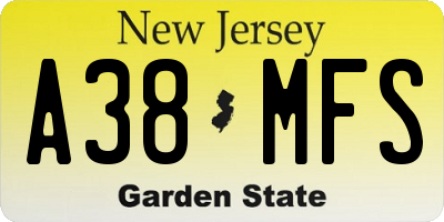 NJ license plate A38MFS