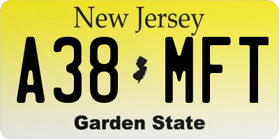 NJ license plate A38MFT