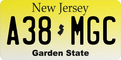 NJ license plate A38MGC