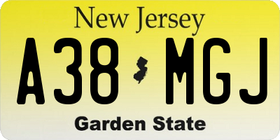 NJ license plate A38MGJ