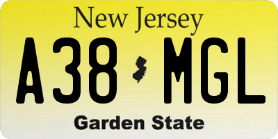 NJ license plate A38MGL