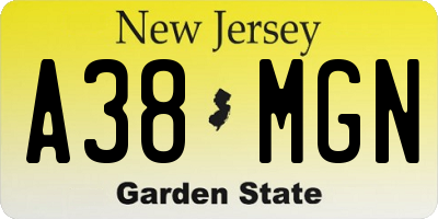 NJ license plate A38MGN