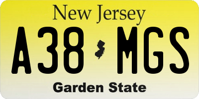 NJ license plate A38MGS