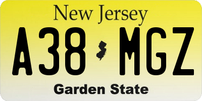 NJ license plate A38MGZ