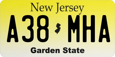 NJ license plate A38MHA