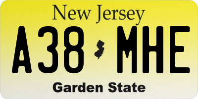 NJ license plate A38MHE
