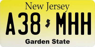 NJ license plate A38MHH